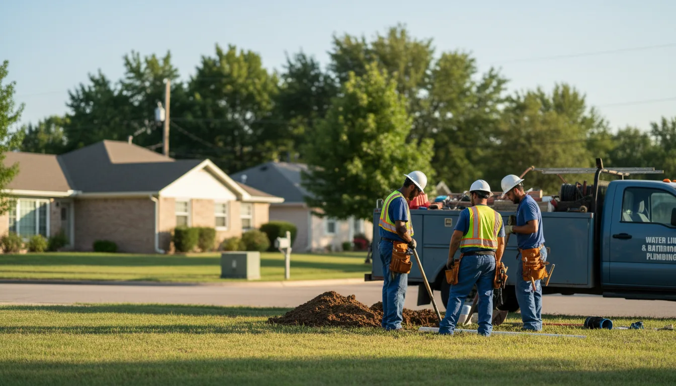 Residential water line and bathroom plumbing service in Red Rock, OK
